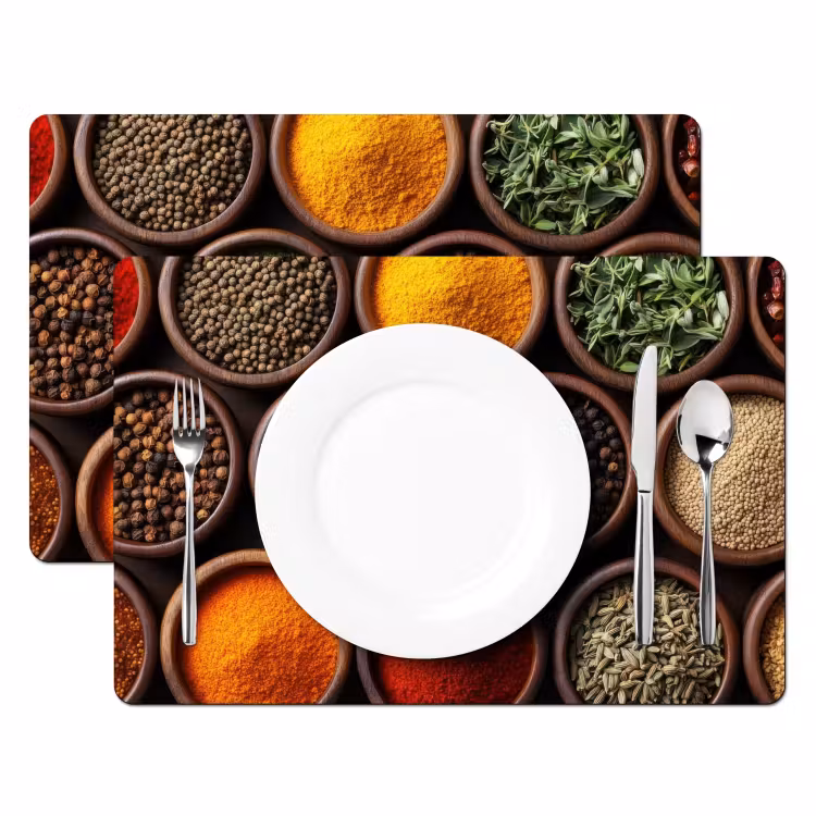 Placemat - 6 stuks - Bakjes - Hout - Kruiden - Kleurrijk — 2