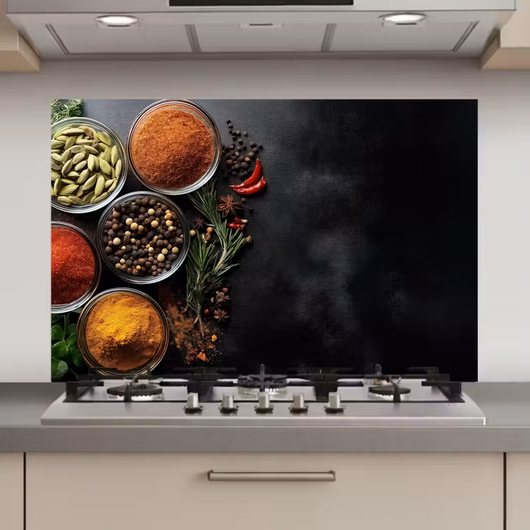 Spatscherm keuken - Glazen - Bakjes - Blaadjes - Kruiden — 1