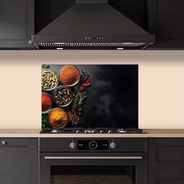 Spatscherm keuken - Glazen - Bakjes - Blaadjes - Kruiden — 2
