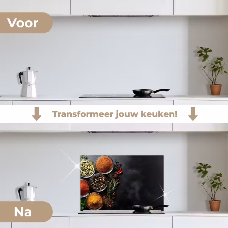 Spatscherm keuken - Glazen - Bakjes - Blaadjes - Kruiden — 3