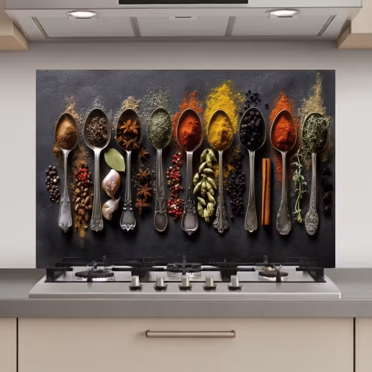 Spatscherm keuken - Lepels - Specerijen - Kaneel - Chili — 1