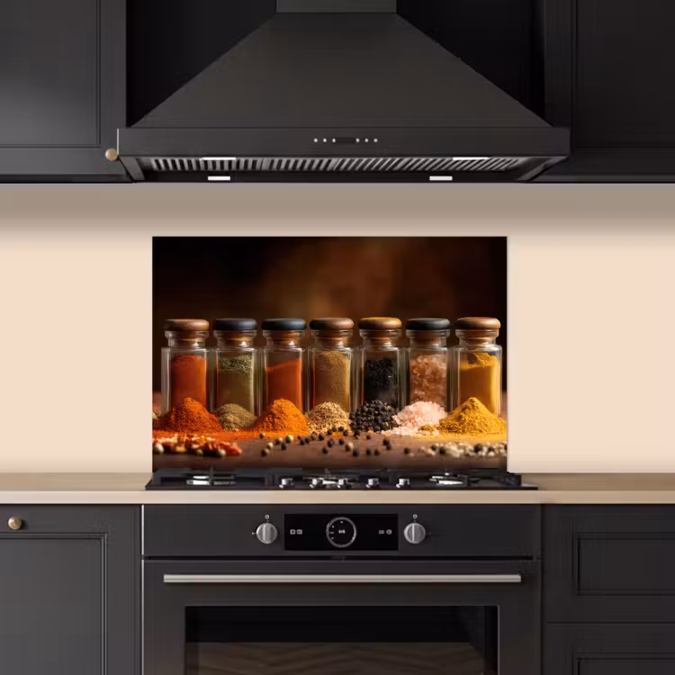 Spatscherm keuken - Potjes - Kruiden - Specerijen - Korrels — 2