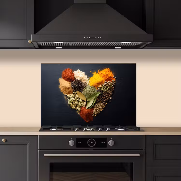 Spatscherm keuken - Specerijen - Mix - Hartvorm - Zwart — 2