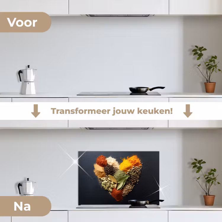 Spatscherm keuken - Specerijen - Mix - Hartvorm - Zwart — 3