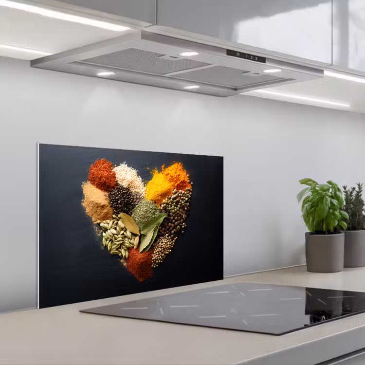 Spatscherm keuken - Specerijen - Mix - Hartvorm - Zwart — 5