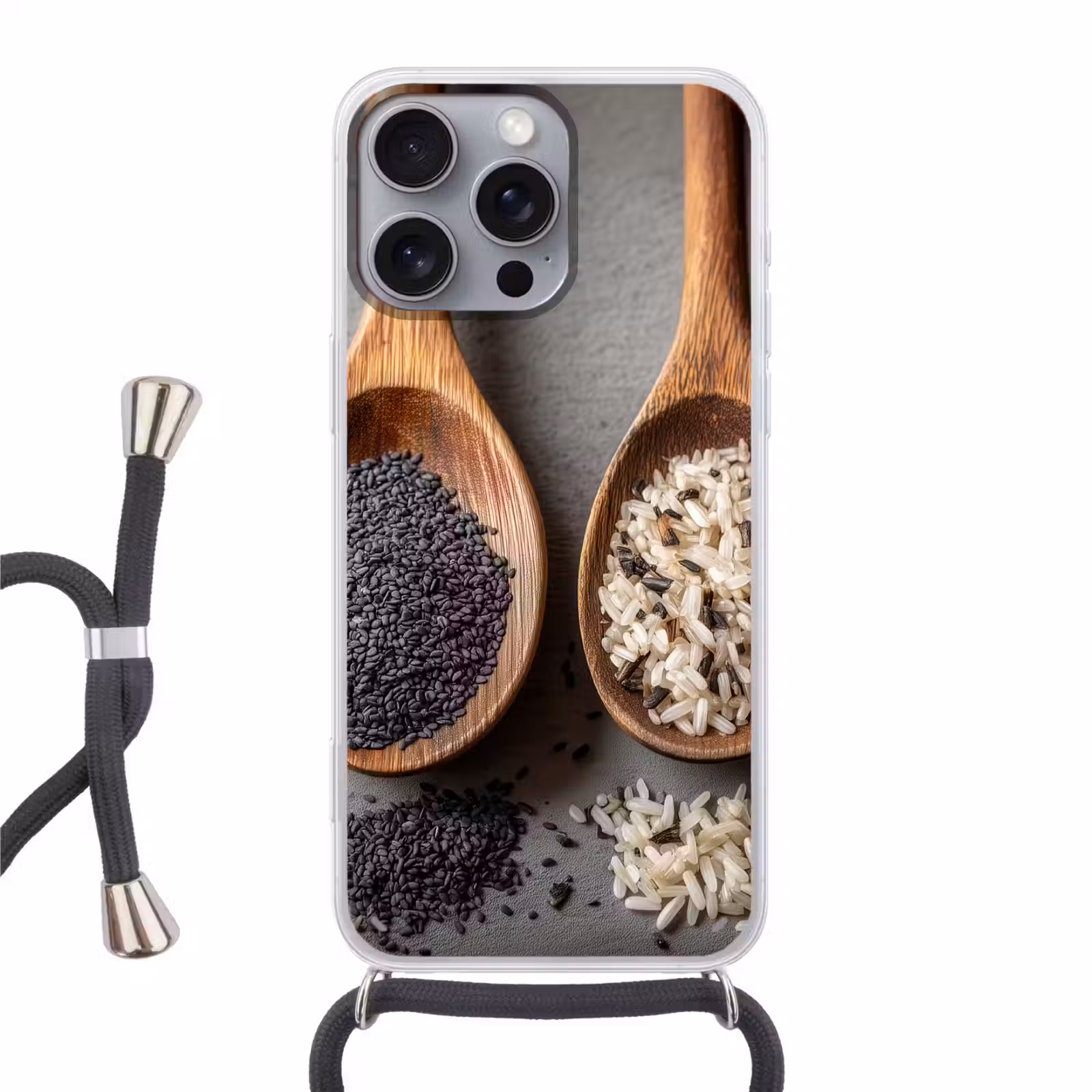 Telefoonhoesje met koord - Houten - Lepels - Rijst - Zaden — 1