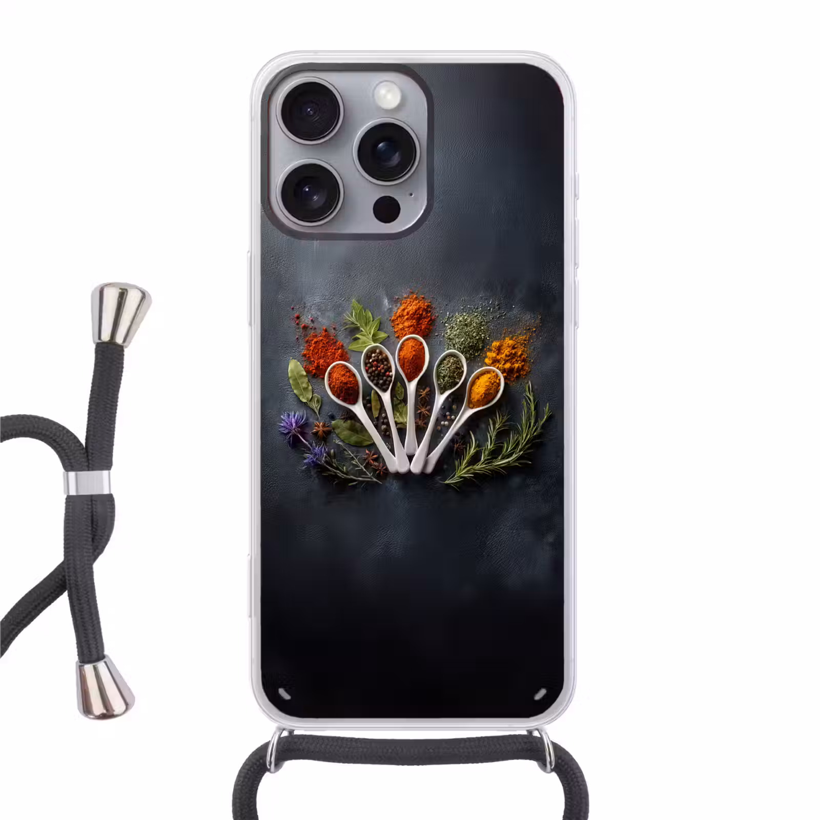 Telefoonhoesje met koord - Lepels - Wit - Poeder - Kruiden — 1