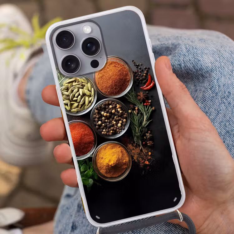 Telefoonhoesje met koord - Glazen - Bakjes - Blaadjes - Kruiden — 2
