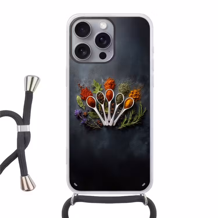 Telefoonhoesje met koord - Lepels - Wit - Poeder - Kruiden