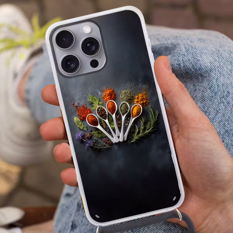 Telefoonhoesje met koord - Lepels - Wit - Poeder - Kruiden — 2