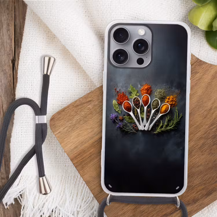 Telefoonhoesje met koord - Lepels - Wit - Poeder - Kruiden — 3