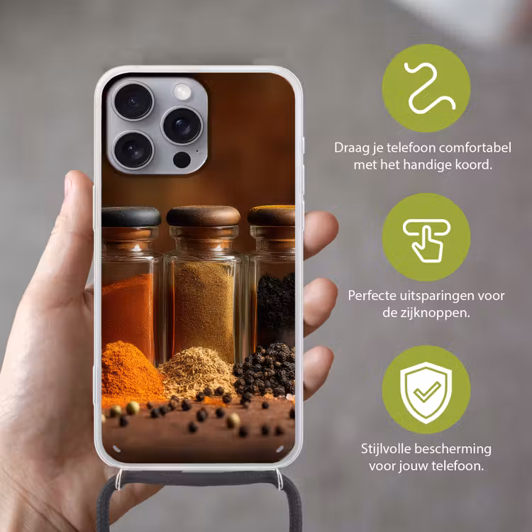 Telefoonhoesje met koord - Potjes - Kruiden - Specerijen - Korrels — 4