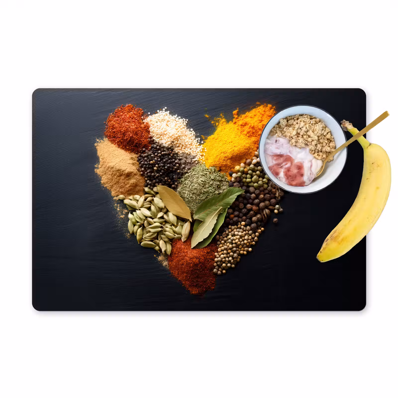 Placemat - 6 stuks - Specerijen - Mix - Hartvorm - Zwart — 1