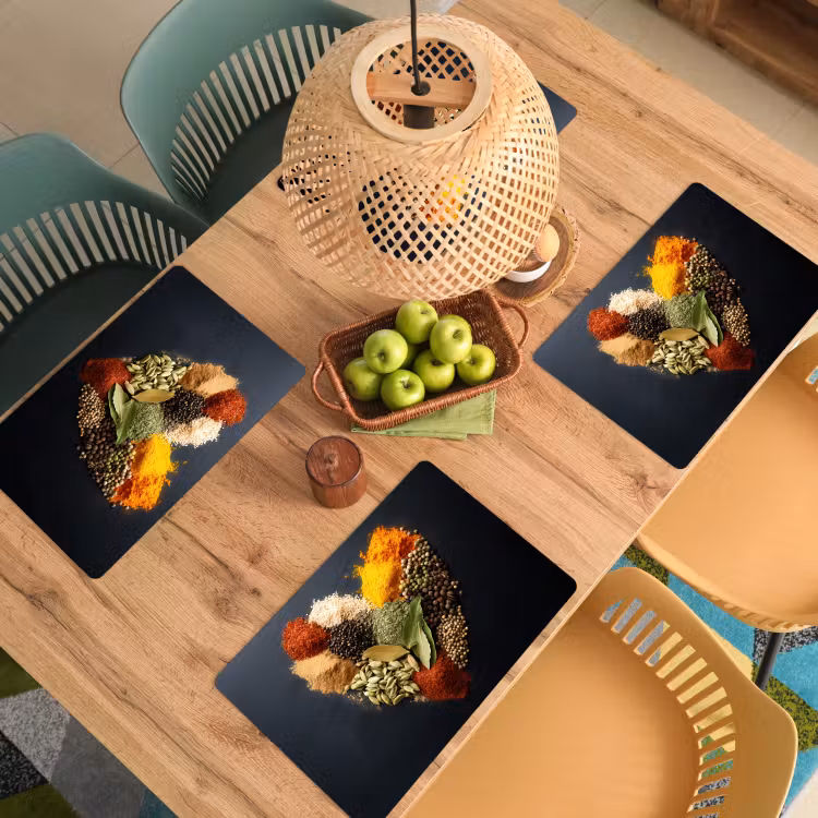 Placemat - 6 stuks - Specerijen - Mix - Hartvorm - Zwart — 6
