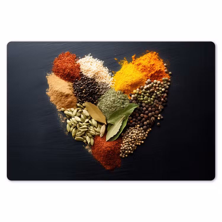 Placemat - 6 stuks - Specerijen - Mix - Hartvorm - Zwart — 7