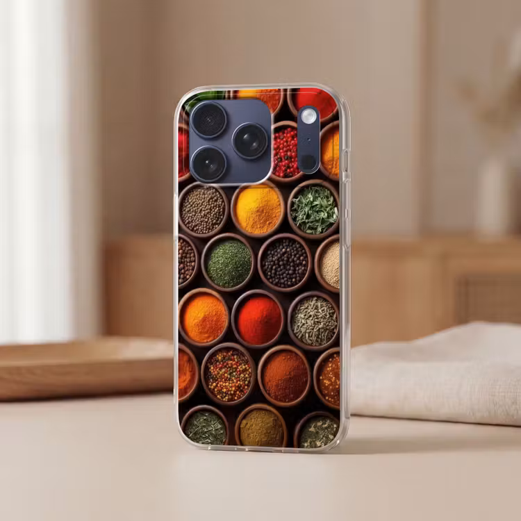 Telefoonhoesje Softcase - Bakjes - Hout - Kruiden - Kleurrijk — 3