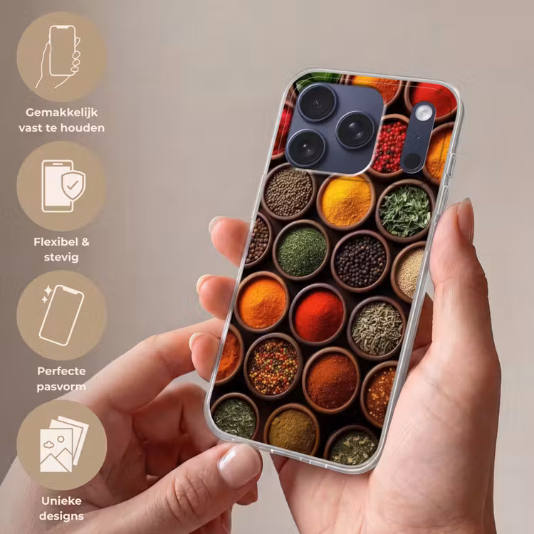 Telefoonhoesje Softcase - Bakjes - Hout - Kruiden - Kleurrijk — 4