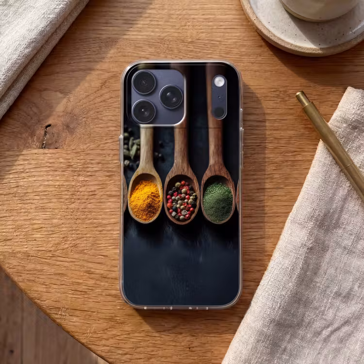 Telefoonhoesje Softcase - Houten - Lepels - Specerijen - Kruiden — 2