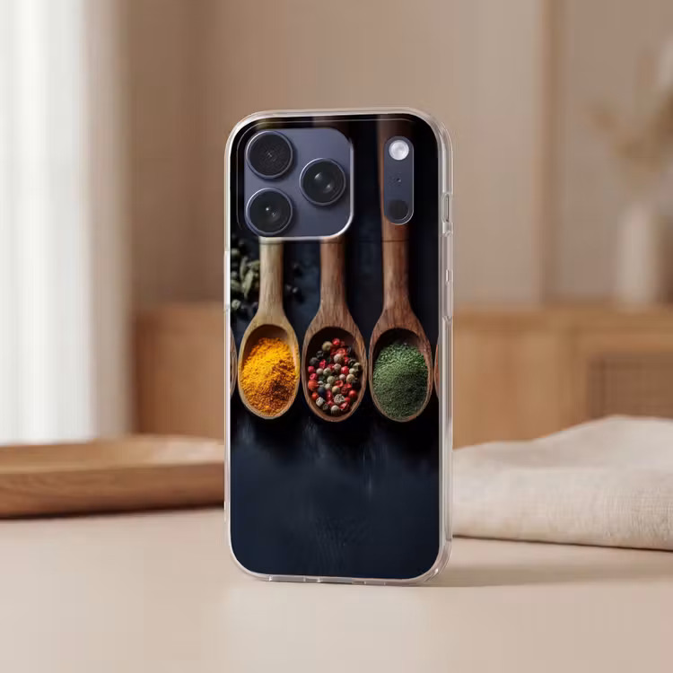 Telefoonhoesje Softcase - Houten - Lepels - Specerijen - Kruiden — 3