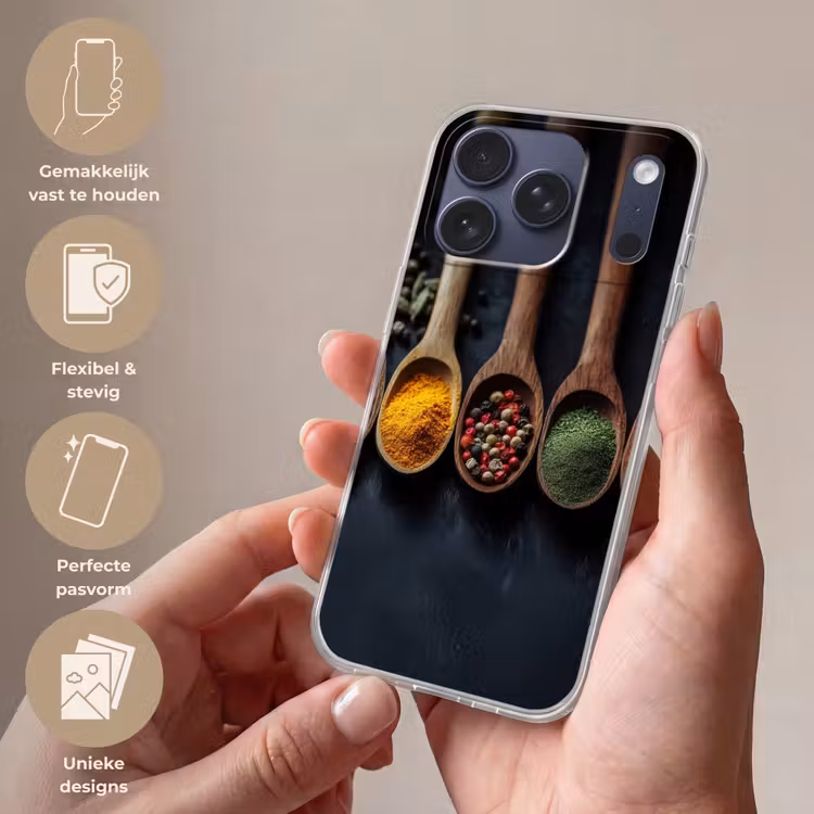 Telefoonhoesje Softcase - Houten - Lepels - Specerijen - Kruiden — 4
