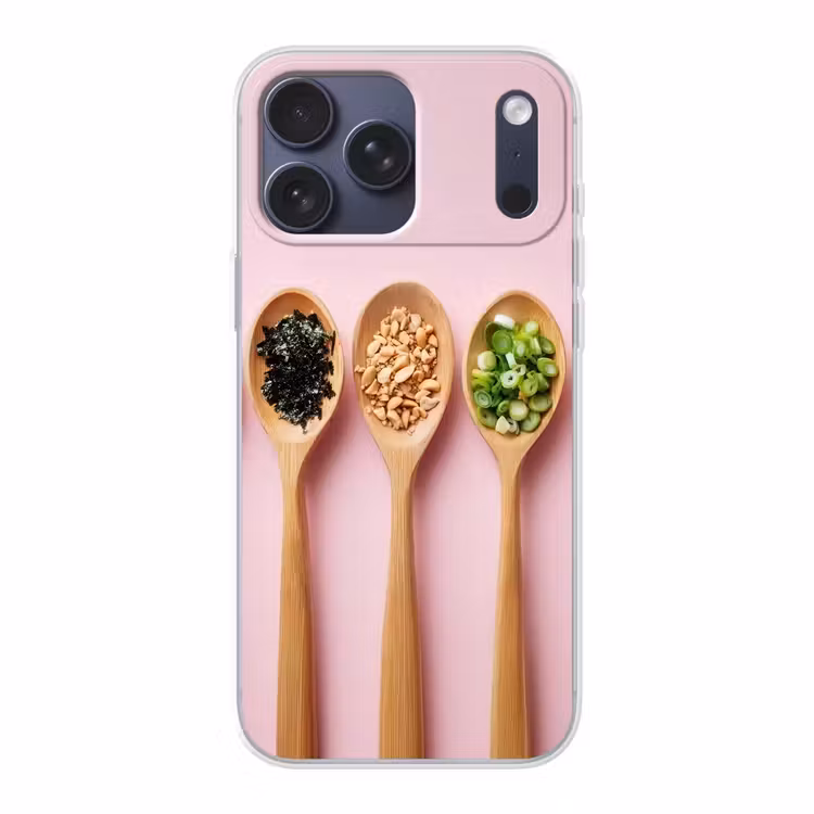 Telefoonhoesje Softcase - Ingrediënten - Lepels - Hout - Roze