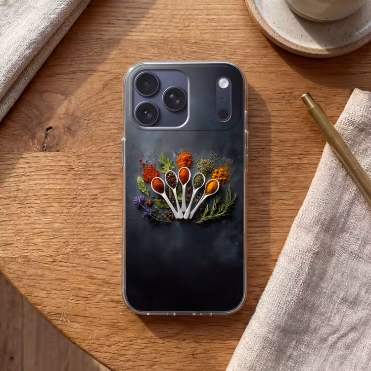 Telefoonhoesje Softcase - Lepels - Wit - Poeder - Kruiden — 2
