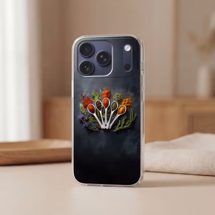 Telefoonhoesje Softcase - Lepels - Wit - Poeder - Kruiden — 3