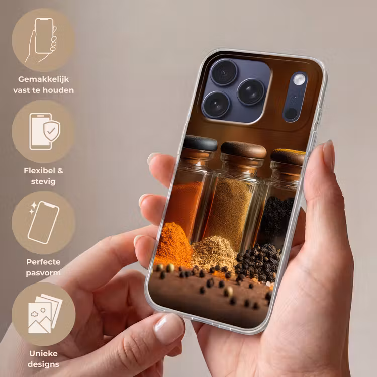 Telefoonhoesje Softcase - Potjes - Kruiden - Specerijen - Korrels — 4