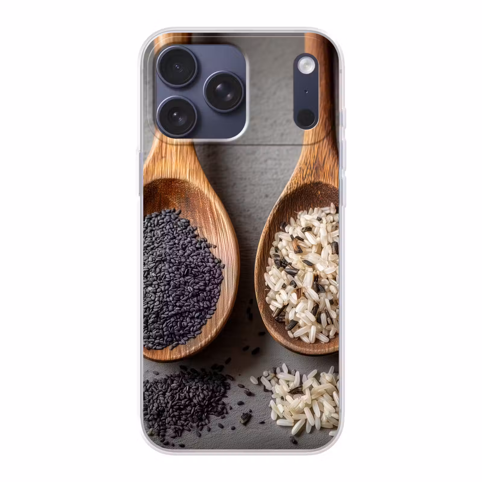 Telefoonhoesje Softcase - Houten - Lepels - Rijst - Zaden — 1