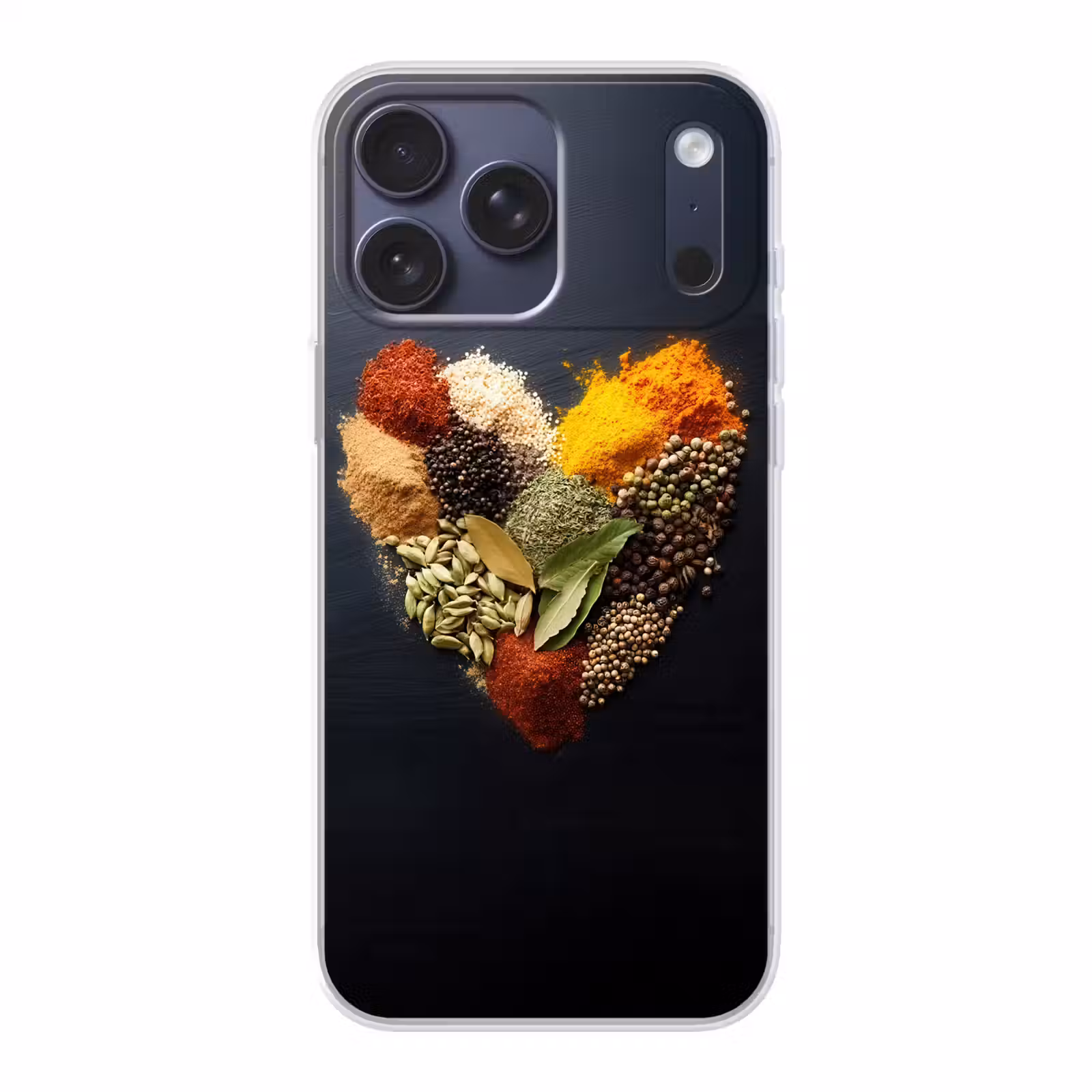 Telefoonhoesje Softcase - Specerijen - Mix - Hartvorm - Zwart — 1