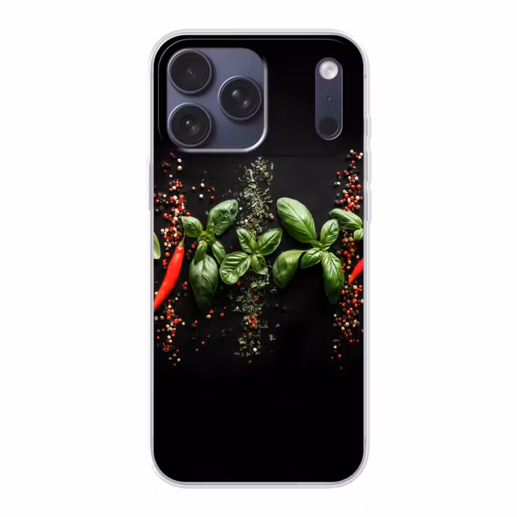 Telefoonhoesje Softcase - Chilipepers - Basilicum - Blaadjes - Rood