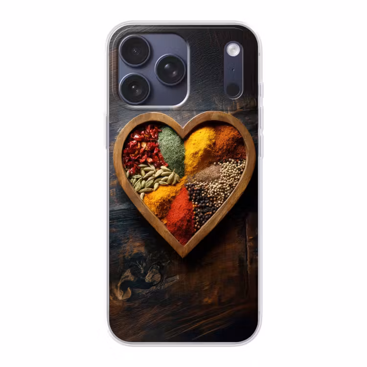 Telefoonhoesje Softcase - Houten - Hart - Kleurrijke - Specerijen