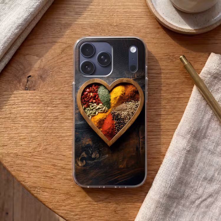 Telefoonhoesje Softcase - Houten - Hart - Kleurrijke - Specerijen — 2