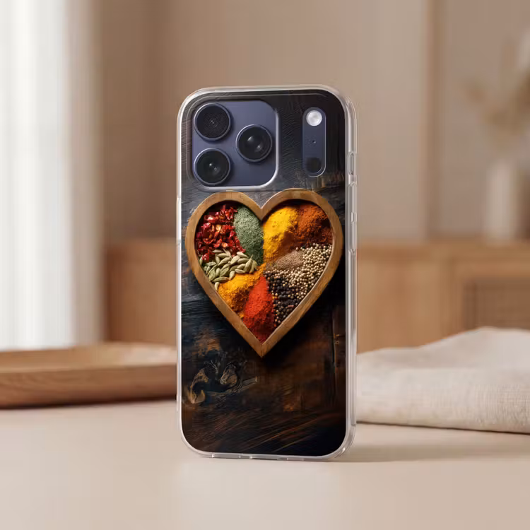 Telefoonhoesje Softcase - Houten - Hart - Kleurrijke - Specerijen — 3