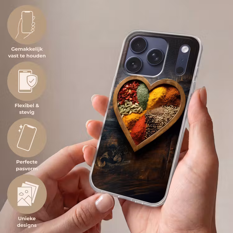 Telefoonhoesje Softcase - Houten - Hart - Kleurrijke - Specerijen — 4