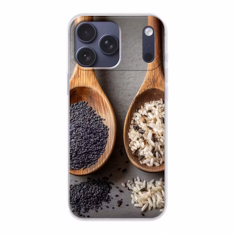 Telefoonhoesje Softcase - Houten - Lepels - Rijst - Zaden