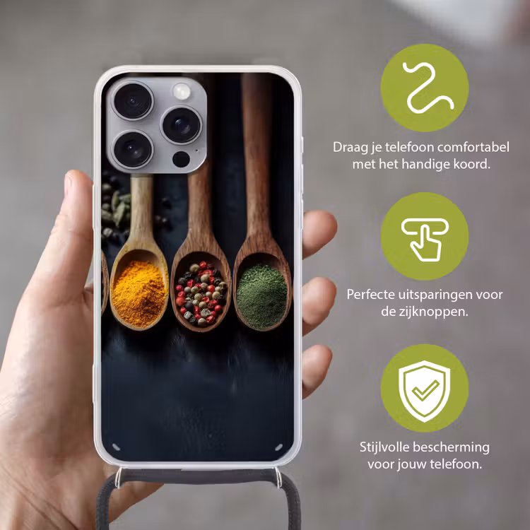 Telefoonhoesje met koord - Houten - Lepels - Specerijen - Kruiden — 4