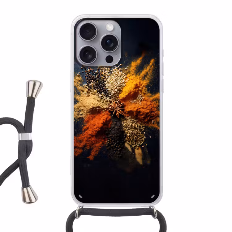Telefoonhoesje met koord - Specerijen - Explosie - Oranje