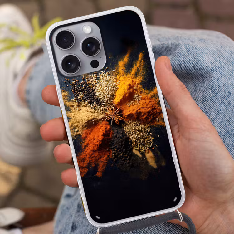 Telefoonhoesje met koord - Specerijen - Explosie - Oranje — 2