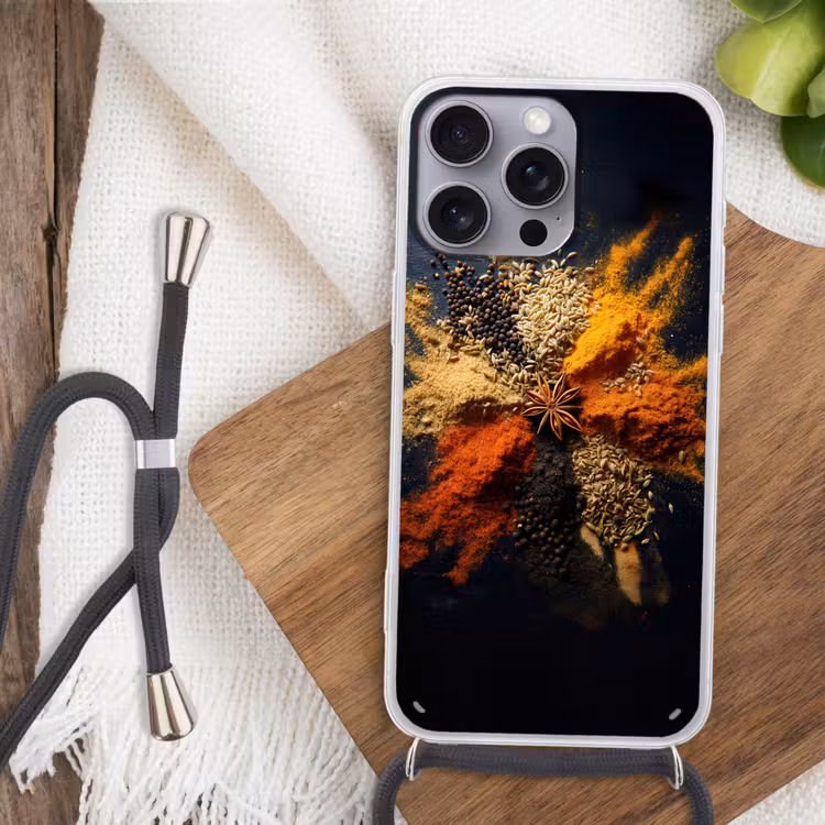 Telefoonhoesje met koord - Specerijen - Explosie - Oranje — 3