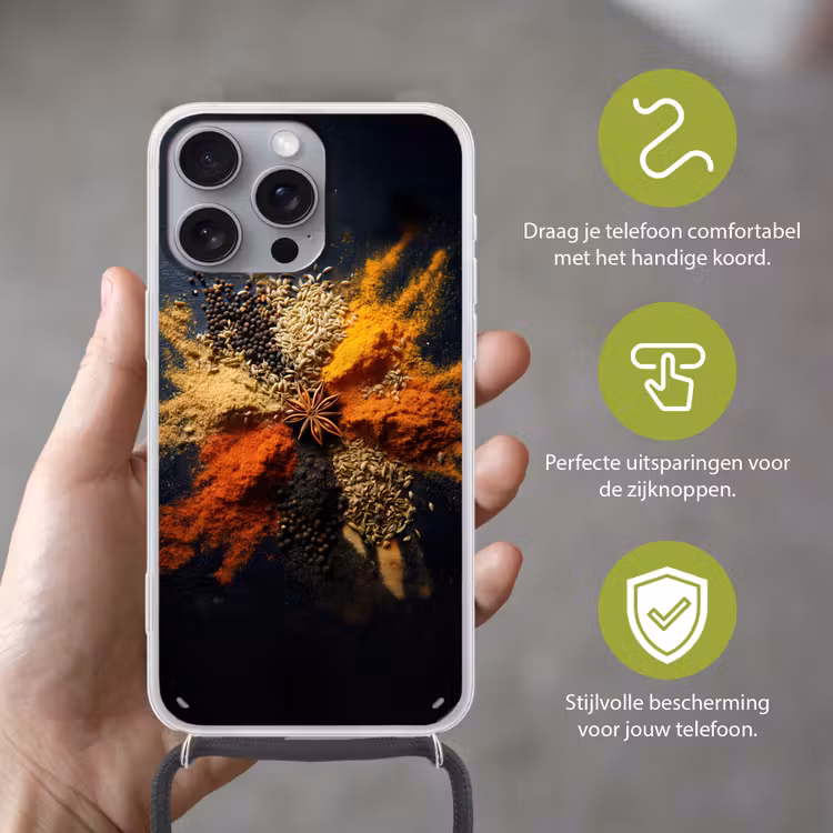 Telefoonhoesje met koord - Specerijen - Explosie - Oranje — 4