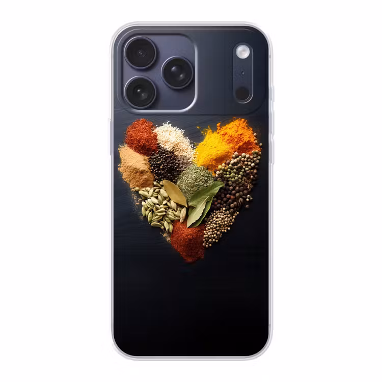 Telefoonhoesje Softcase - Specerijen - Mix - Hartvorm - Zwart