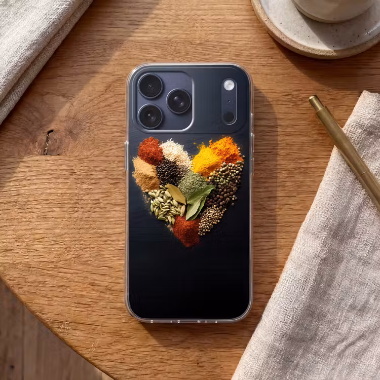Telefoonhoesje Softcase - Specerijen - Mix - Hartvorm - Zwart — 2