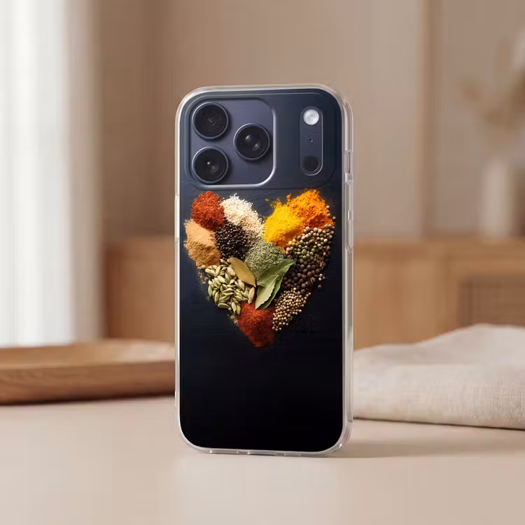 Telefoonhoesje Softcase - Specerijen - Mix - Hartvorm - Zwart — 3