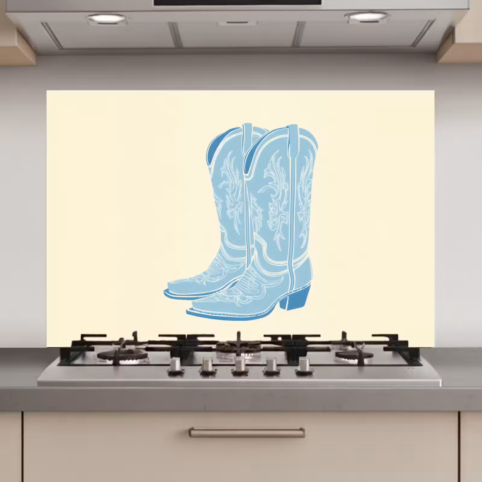 Spatscherm keuken - Illustratie - Cowboylaarzen - Patroon — 1