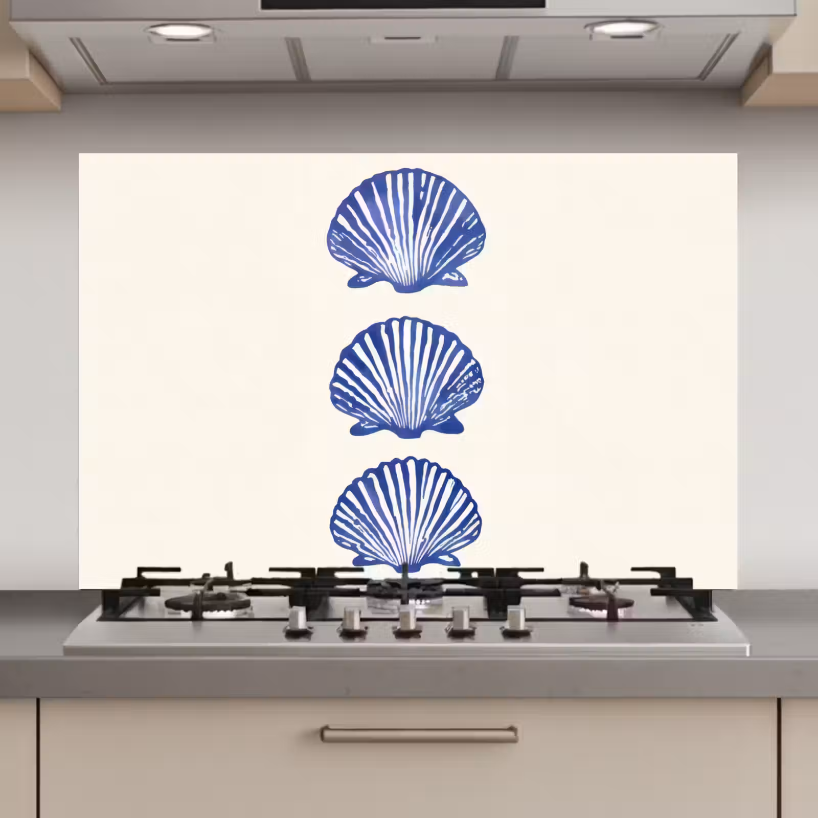 Spatscherm keuken - Schelpen - Blauw - Patroon — 1