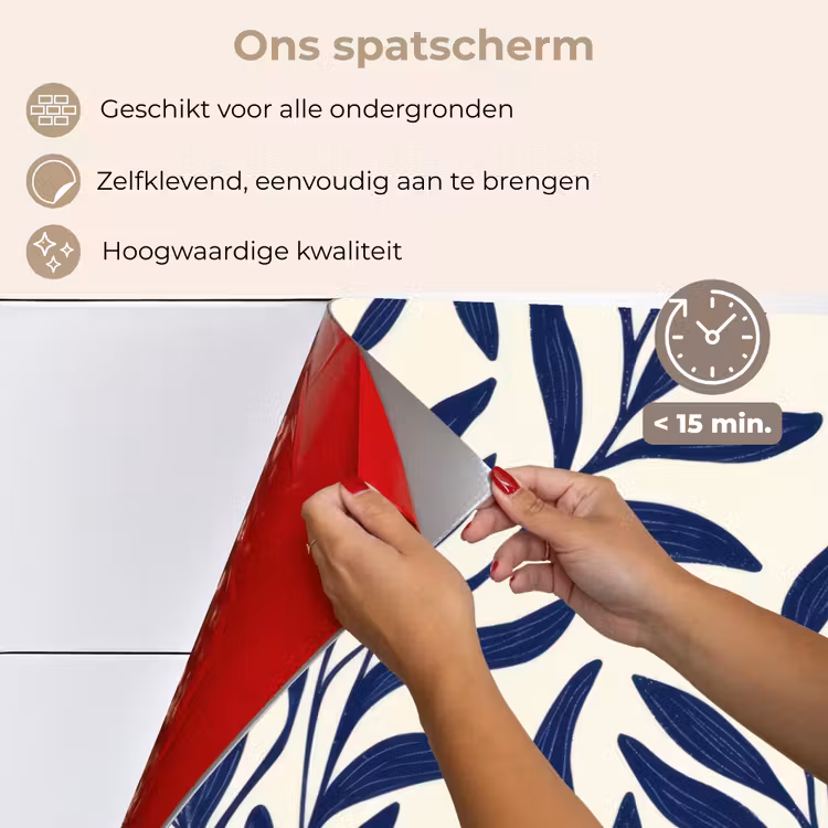 Spatscherm keuken - Bladeren - Klimop - Donkerblauw — 4