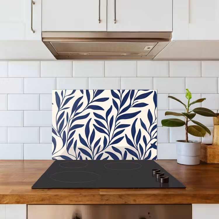 Spatscherm keuken - Bladeren - Klimop - Donkerblauw — 6