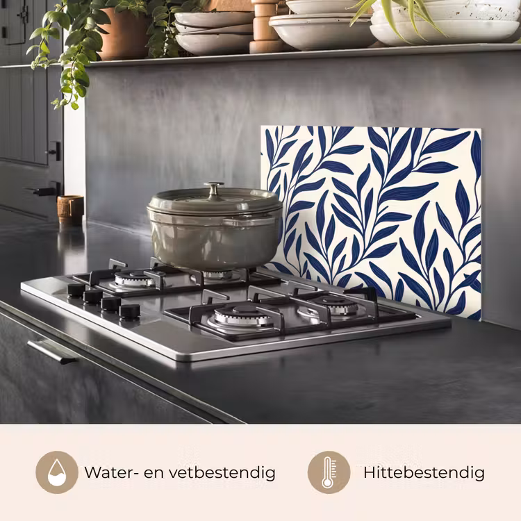 Spatscherm keuken - Bladeren - Klimop - Donkerblauw — 7