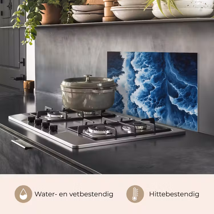 Spatscherm keuken - Golven - Blauw - Schuim — 7